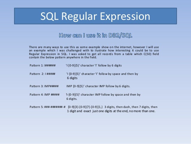 RPG Sql regular expression