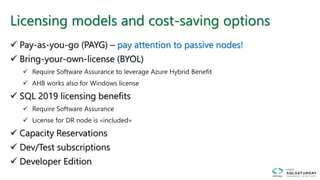 Licensing models and cost-saving options
pay attention to passive nodes!
 