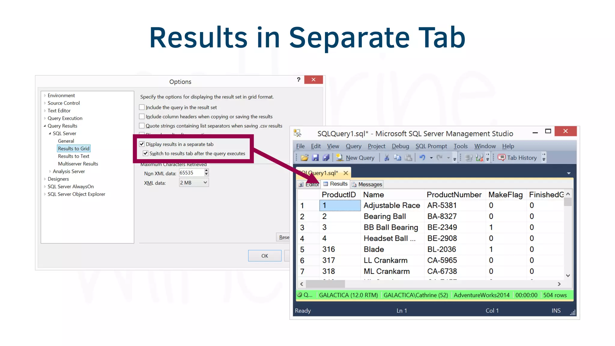Results in Separate Tab
 