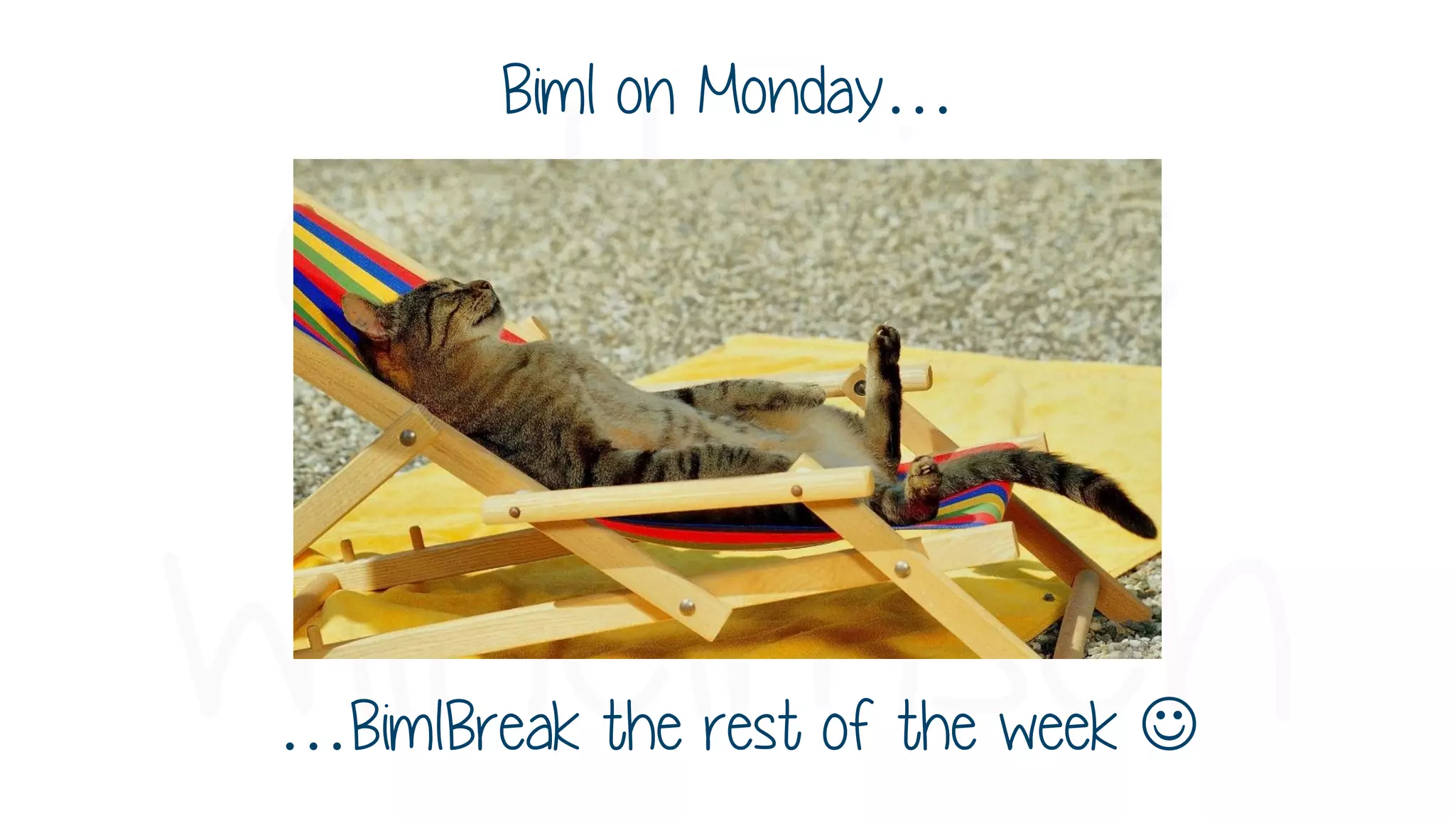 …BimlBreak the rest of the week 
Biml on Monday…
 
