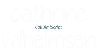 CallBimlScript
Works like a parameterized include (or stored procedure)
File to be called (callee) specifies accepted para...