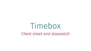 Timebox
Cheat sheet and stopwatch
 
