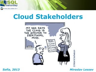 Cloud Stakeholders

Sofia, 2013

Miroslav Lessev

 