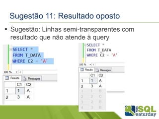 Sugestão 11: Resultado oposto 
 Sugestão: Linhas semi-transparentes com 
resultado que não atende à query 
 
