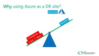 Why using Azure as a DR site?
New tech
 