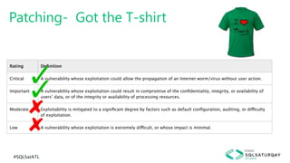 #SQLSatATL 17
Patching- Got the T-shirt
 