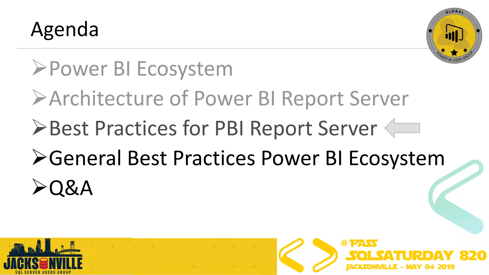 Agenda
➢Power BI Ecosystem
➢Architecture of Power BI Report Server
➢Best Practices for PBI Report Server
➢General Best Practices Power BI Ecosystem
➢Q&A
 