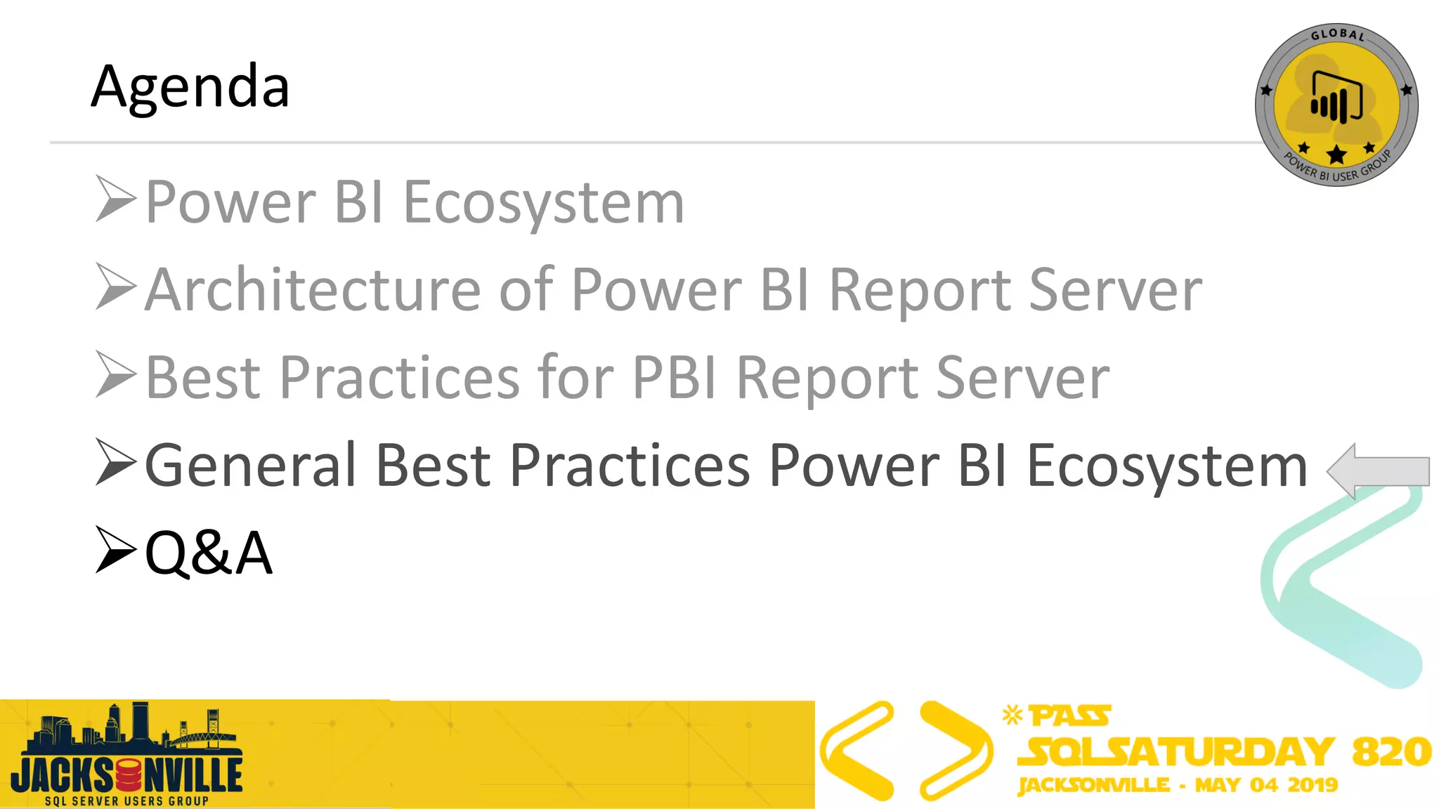 Agenda
➢Power BI Ecosystem
➢Architecture of Power BI Report Server
➢Best Practices for PBI Report Server
➢General Best Practices Power BI Ecosystem
➢Q&A
 