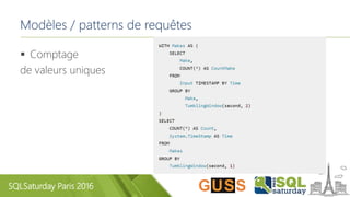 SQLSaturday Paris 2016
Modèles / patterns de requêtes
 Comptage
de valeurs uniques
 