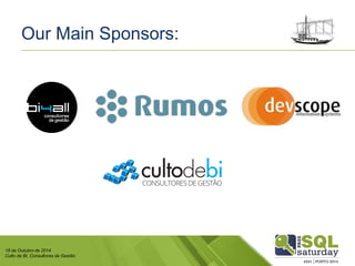 18 de Outubro de 2014 
Culto de BI, Consultores de Gestão 
Referências 
http://www.upt.pt/curso.php?e=360 
Alunos de Projecto UPT 
João Rebelo 
Marta Oliveira 
Luisa Alves  