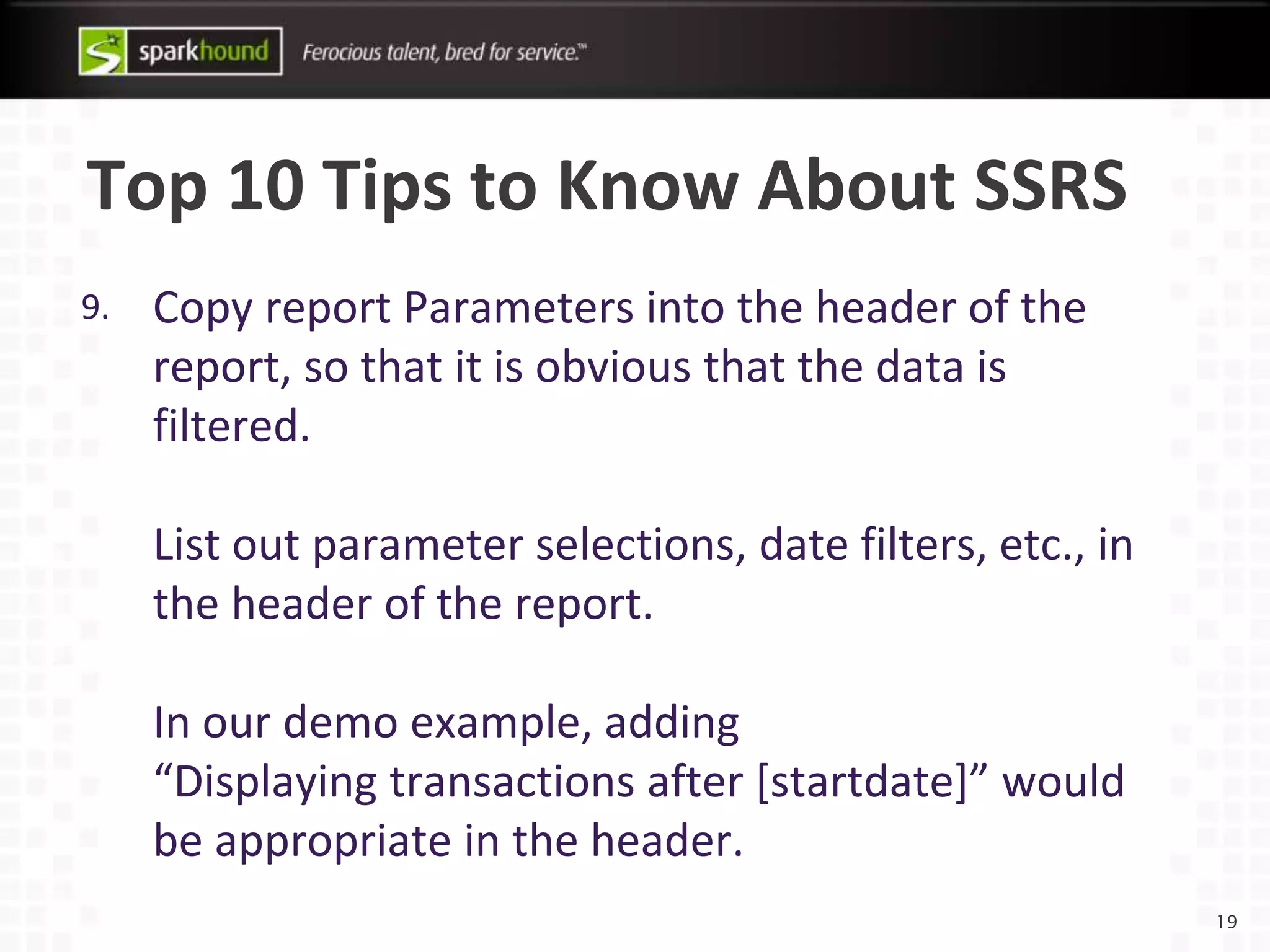 SQL Server Reporting Services (SSRS) 101 | PPTX