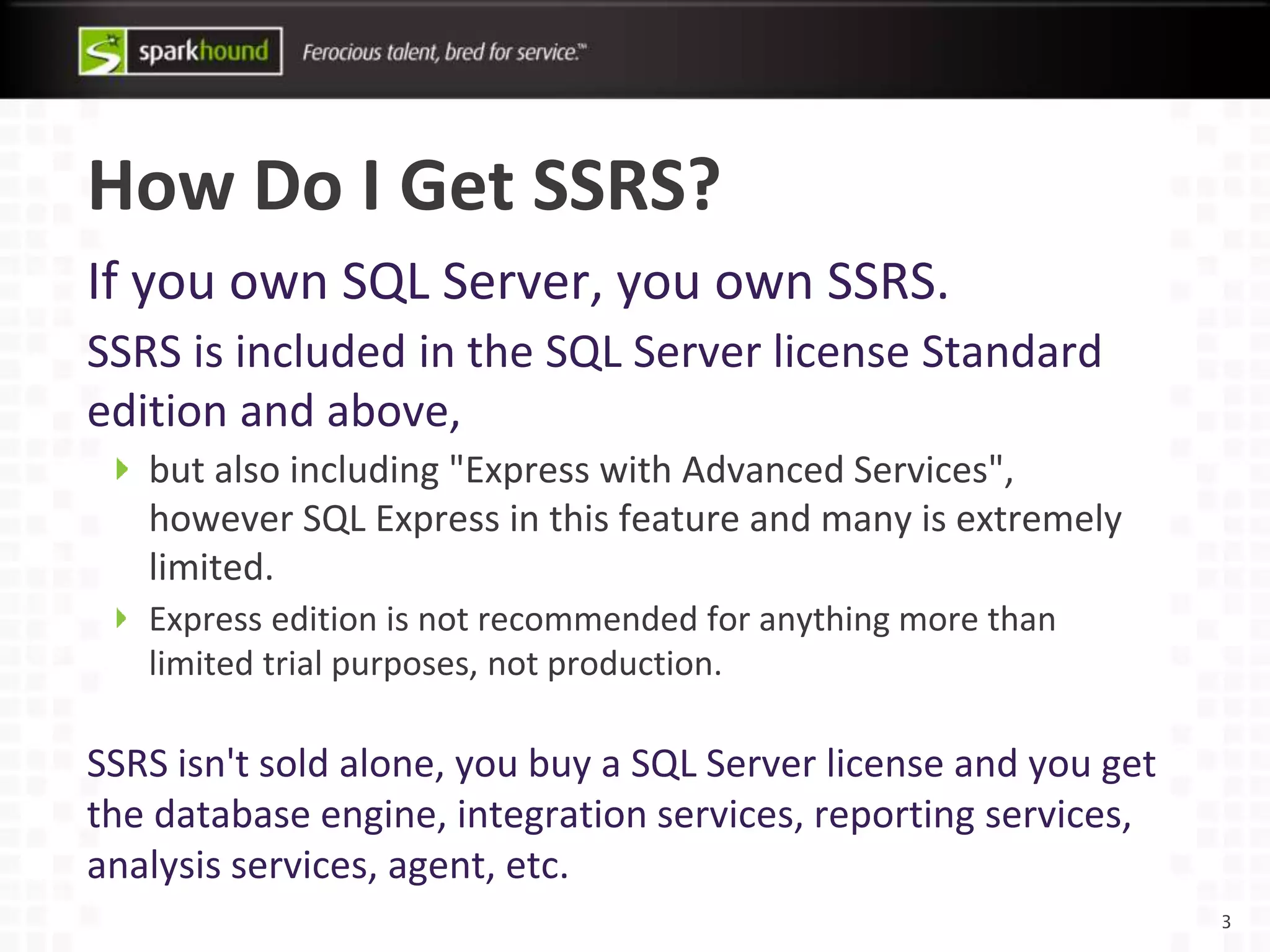 SQL Server Reporting Services (SSRS) 101 | PPTX