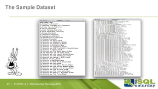 The Sample Dataset 
23 | 11/25/2014 | SQLSaturday Winnipeg #350 
 