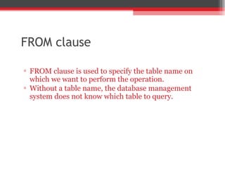 SQL select clause | PPT