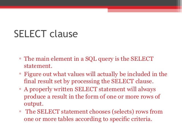 SQL select clause
