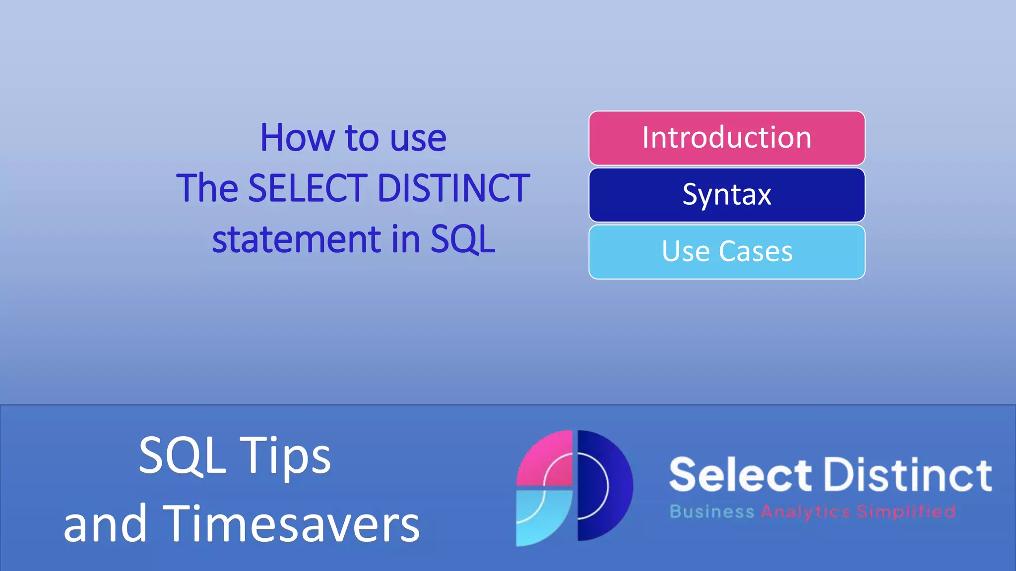 SQL Select Distinct Statement | PPT