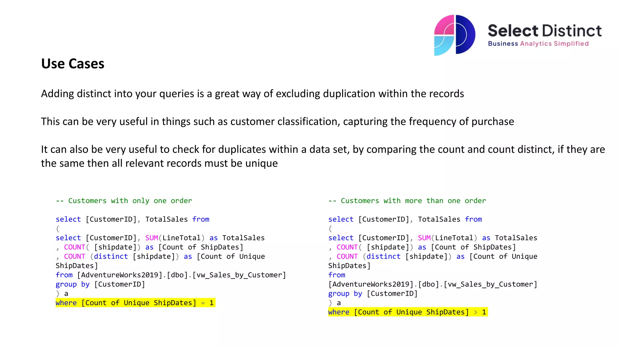 Sql select distinct statement ppt