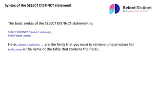 SQL Select Distinct Statement | PPT