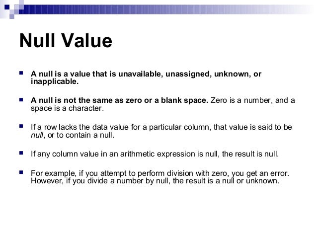sql select statement and functions to enter a null value into a table you use a special format of the null command