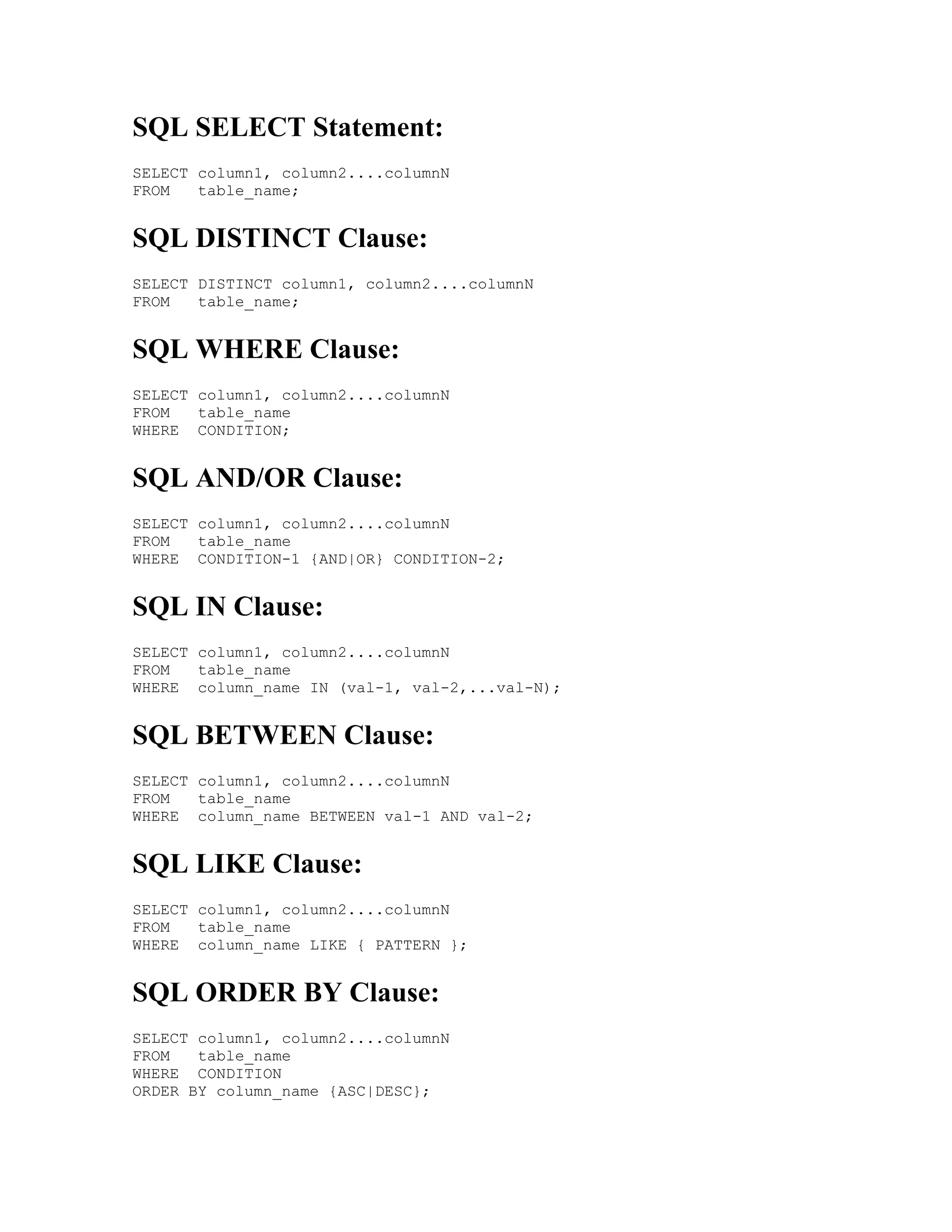 Sql select statement | PDF