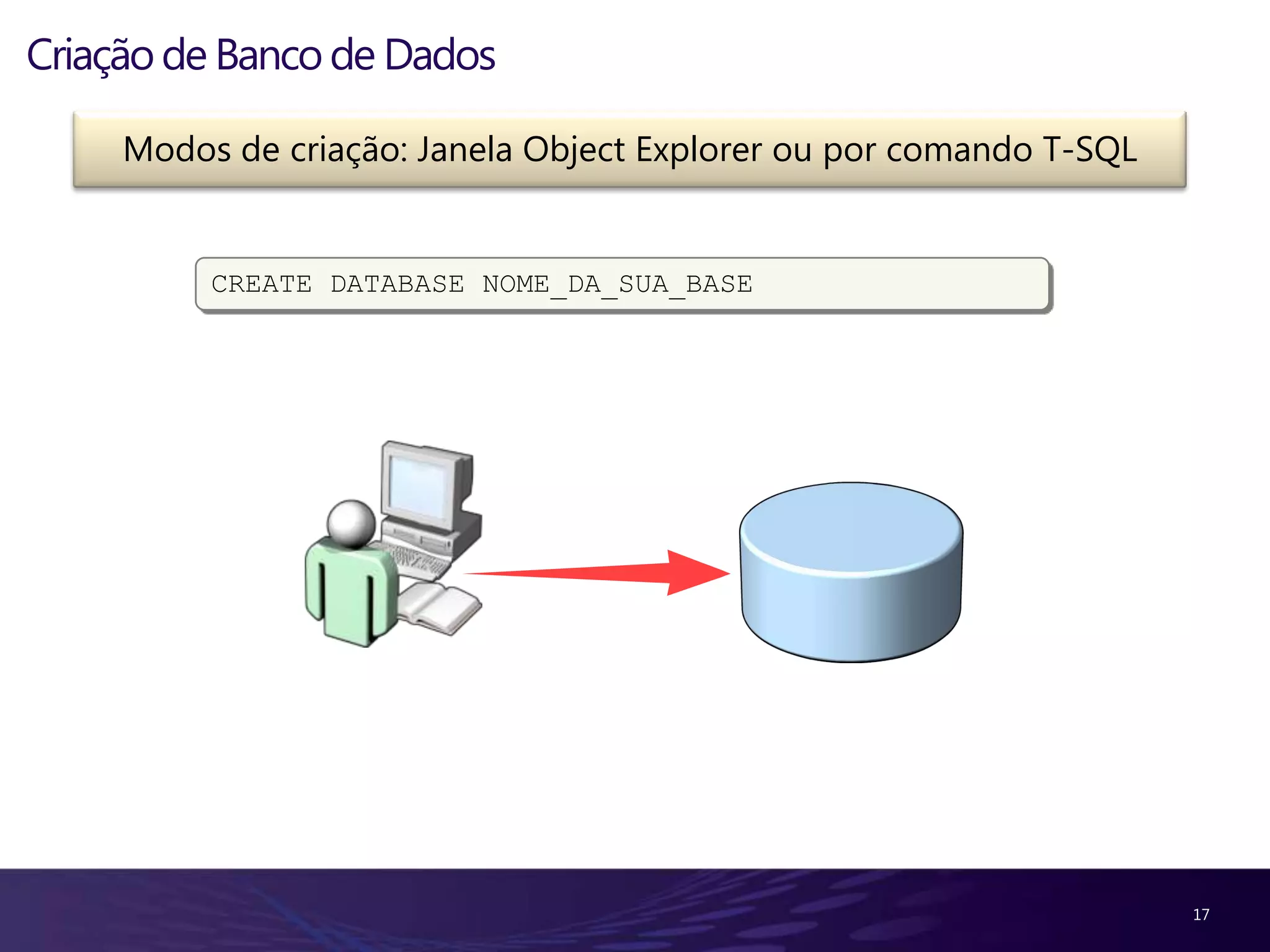 Criação dos objetos da base de dados