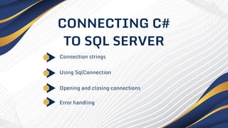 Comprehensive Guide to Building Robust C# and SQL Server Applications | PDF