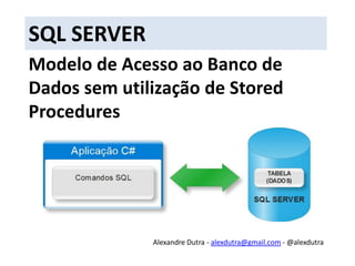 SQL SERVERModelo de Acesso ao Banco de Dados sem utilização de Stored ProceduresAlexandre Dutra - alexdutra@gmail.com - @alexdutra