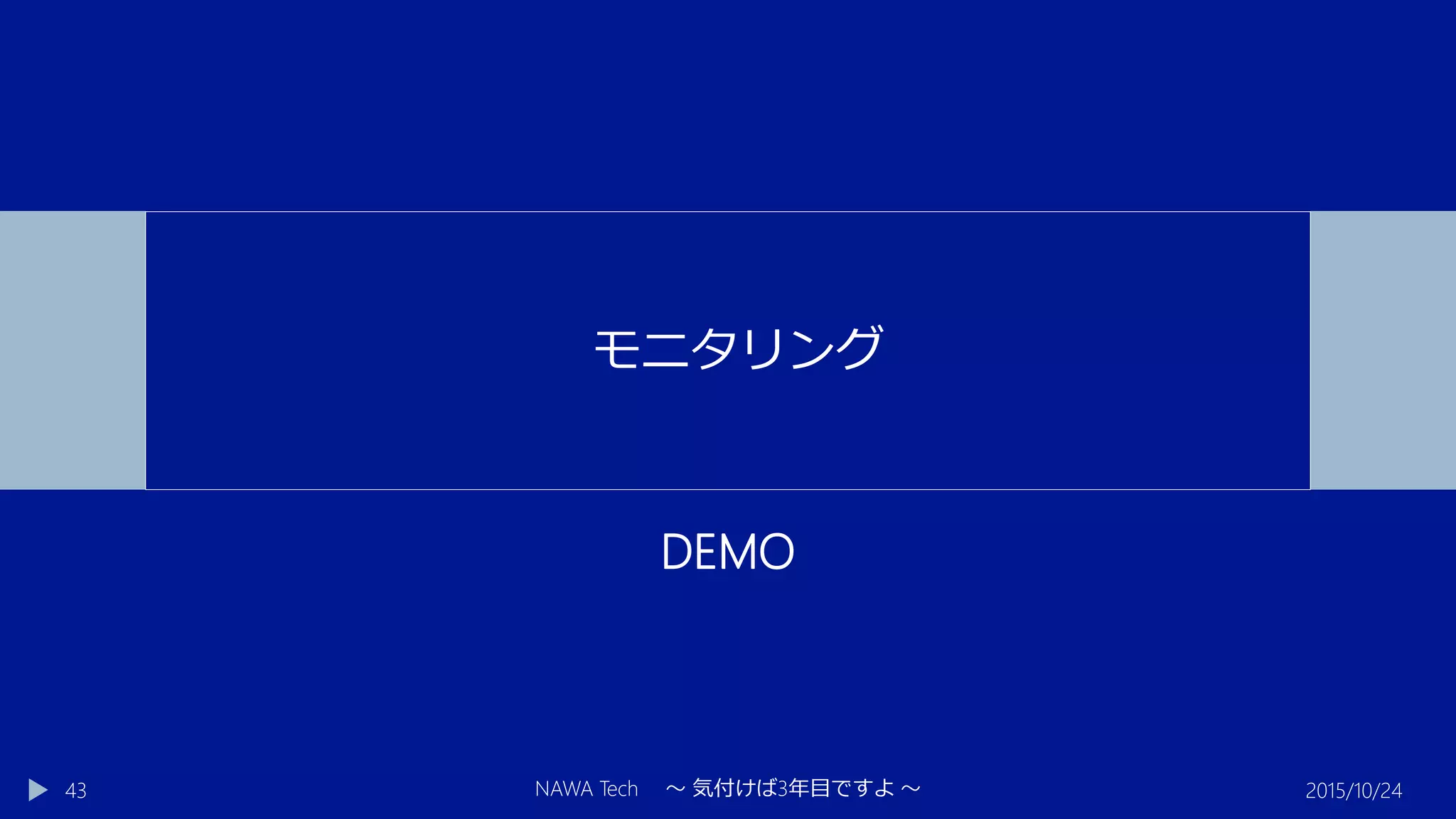 DEMO
2015/10/24NAWA Tech ～ 気付けば3年目ですよ ～43
モニタリング
 