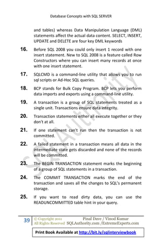 Sql server 2008 interview questions answers | PDF