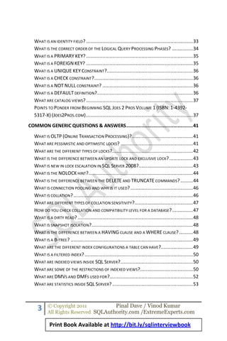 Sql server 2008 interview questions answers | PDF