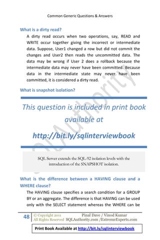 Sql server 2008 interview questions answers | PDF