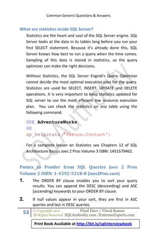 Sql server 2008 interview questions answers | PDF