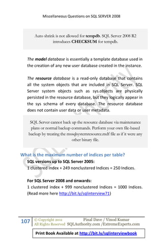 Sql server 2008 interview questions answers | PDF