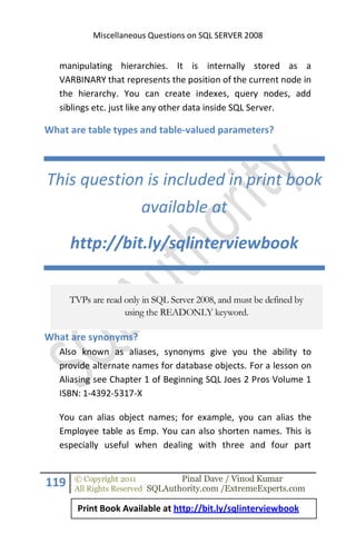Sql server 2008 interview questions answers | PDF
