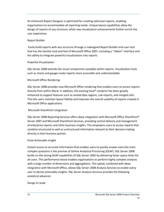 Sql Server 2008 Product Overview