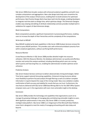Sql Server 2008 Product Overview