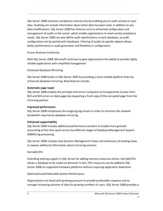 Sql Server 2008 Product Overview