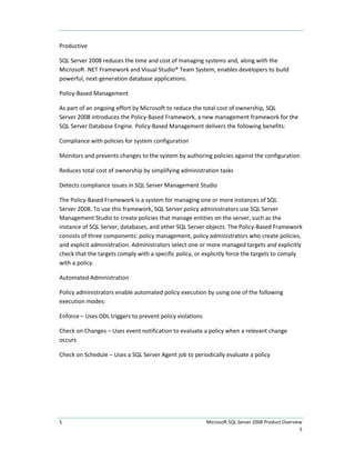 Sql Server 2008 Product Overview