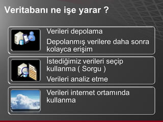 Veritabanı ne işe yarar ? 