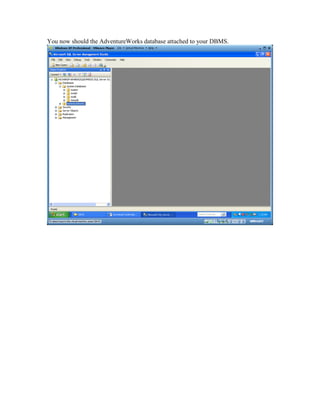 You now should the AdventureWorks database attached to your DBMS.
 