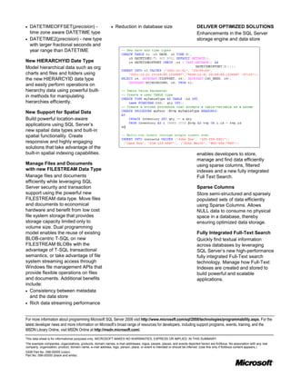 Sql server 2008 r2 programmability   datasheet