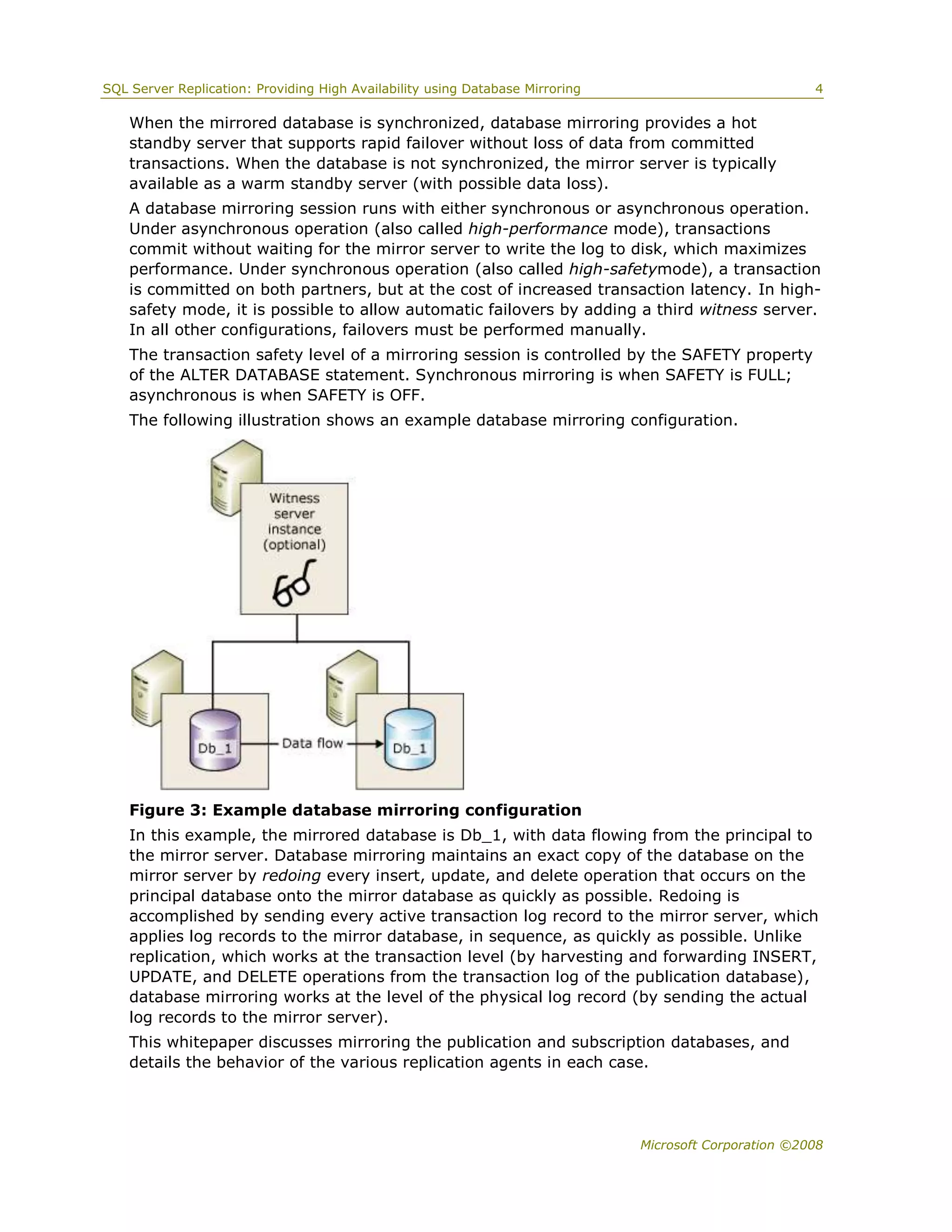 Sql server 2008 replication and database mirroring white paper