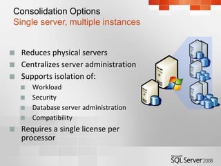 Centralizes database server administration