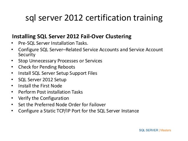 Sql server 2012 certification training