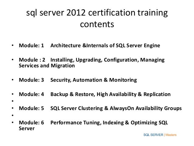 Sql server 2012 certification training