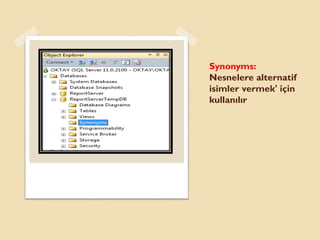 Synonyms:
Nesnelere alternatif
isimler vermek' için
kullanılır
 