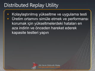  Kolaylaştırılmış yükseltme ve uygulama testi
 Üretim ortamını simüle etmek ve performansı
  korumak için yükseltmelerdeki hataları en
  aza indirin ve önceden hareket ederek
  kapasite testleri yapın
 
