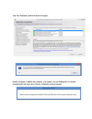 MANUAL DE INSTALACION Y USO DE MICROSFT SQL SERVER 2014 | DOCX