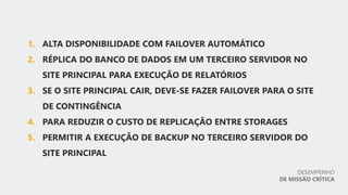 DESEMPENHO
DE MISSÃO CRÍTICA
 