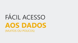 FÁCIL ACESSO
AOS DADOS
(MUITOS OU POUCOS)
 